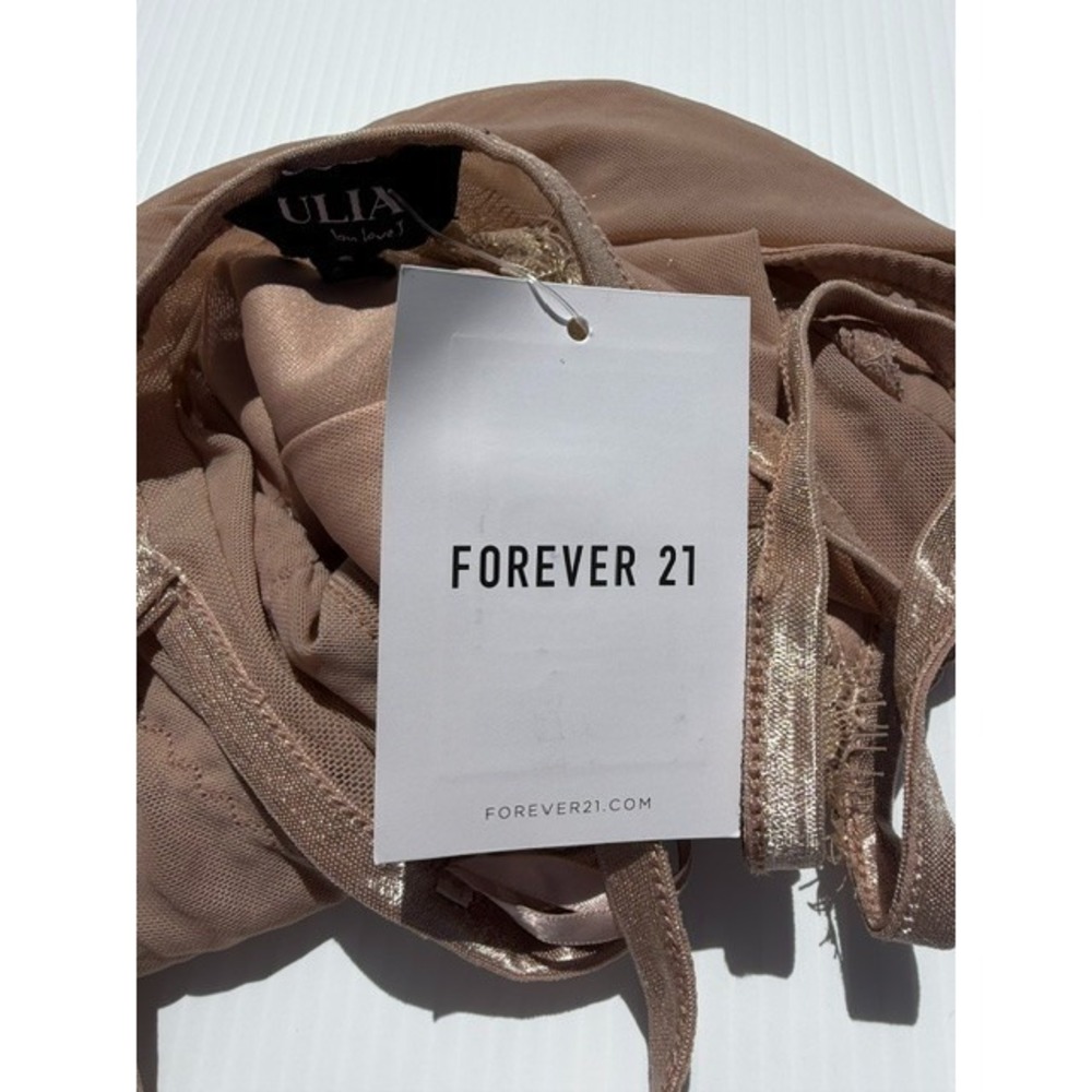 Forever 21 Bodysuit Women's Small Mocha Brown‎ Lace Trim Corset Style Festival - Picture 15 of 16